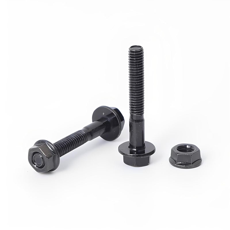 Minho M6-1.0 x 40mm Flange Head Bolts in Carbon Steel Material,Flange Hexagon Screws Come with Flange Nuts,Black Oxide Finish Plated,Partial Thread, 25 Sets - Image 2